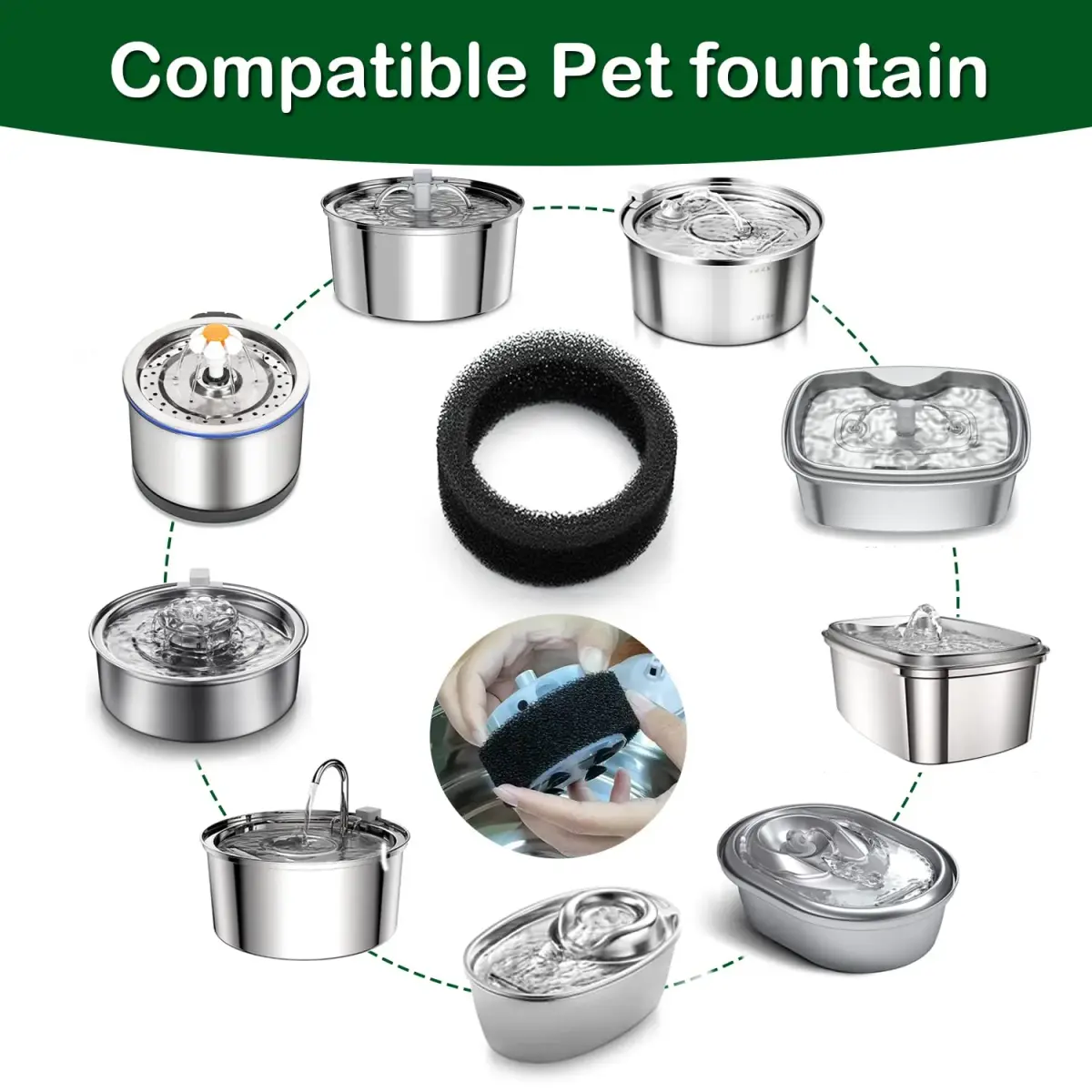 OYES Cat Water Fountain Filters & Sponges | 4 Pack, 2L Capacity - view 2