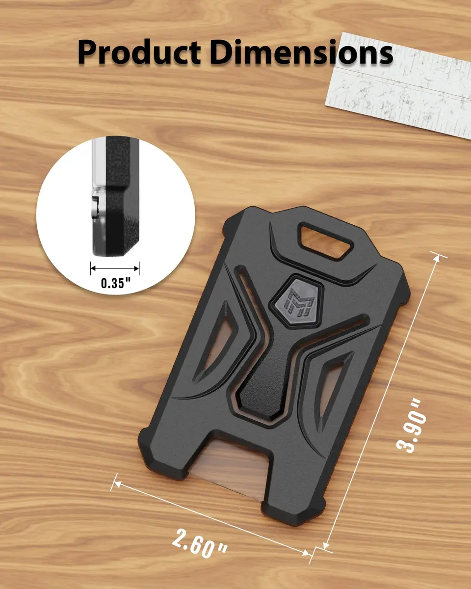 MNGARISTA Heavy Duty Vertical ID Card Holder Protector, 2 Pack | PC Polycarbonate, Black - view 3