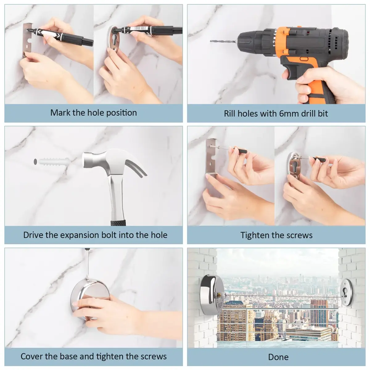 Clatoon Retractable Clothesline 2.7m (9ft) | Heavy Duty 304 Stainless Steel Drying Rope for Indoor & Outdoor Use - view 6