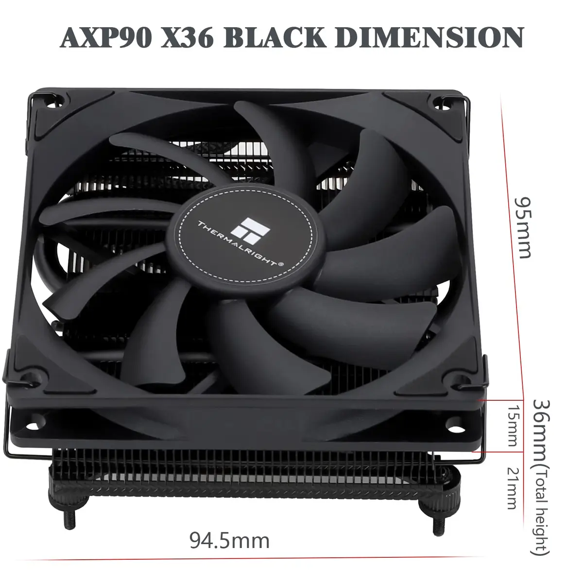 Thermalright AXP90 X36 Black Low Profile CPU Cooler 36mm Height | Compatible with Intel LGA1700/1200/115X & AMD AM4/AM5 - view 6