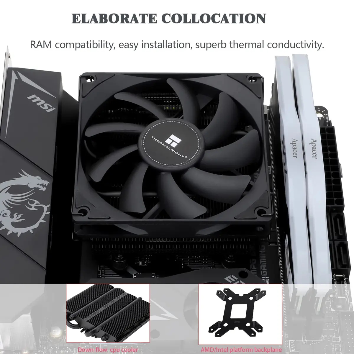 Thermalright AXP90 X36 Black Low Profile CPU Cooler 36mm Height | Compatible with Intel LGA1700/1200/115X & AMD AM4/AM5 - view 4