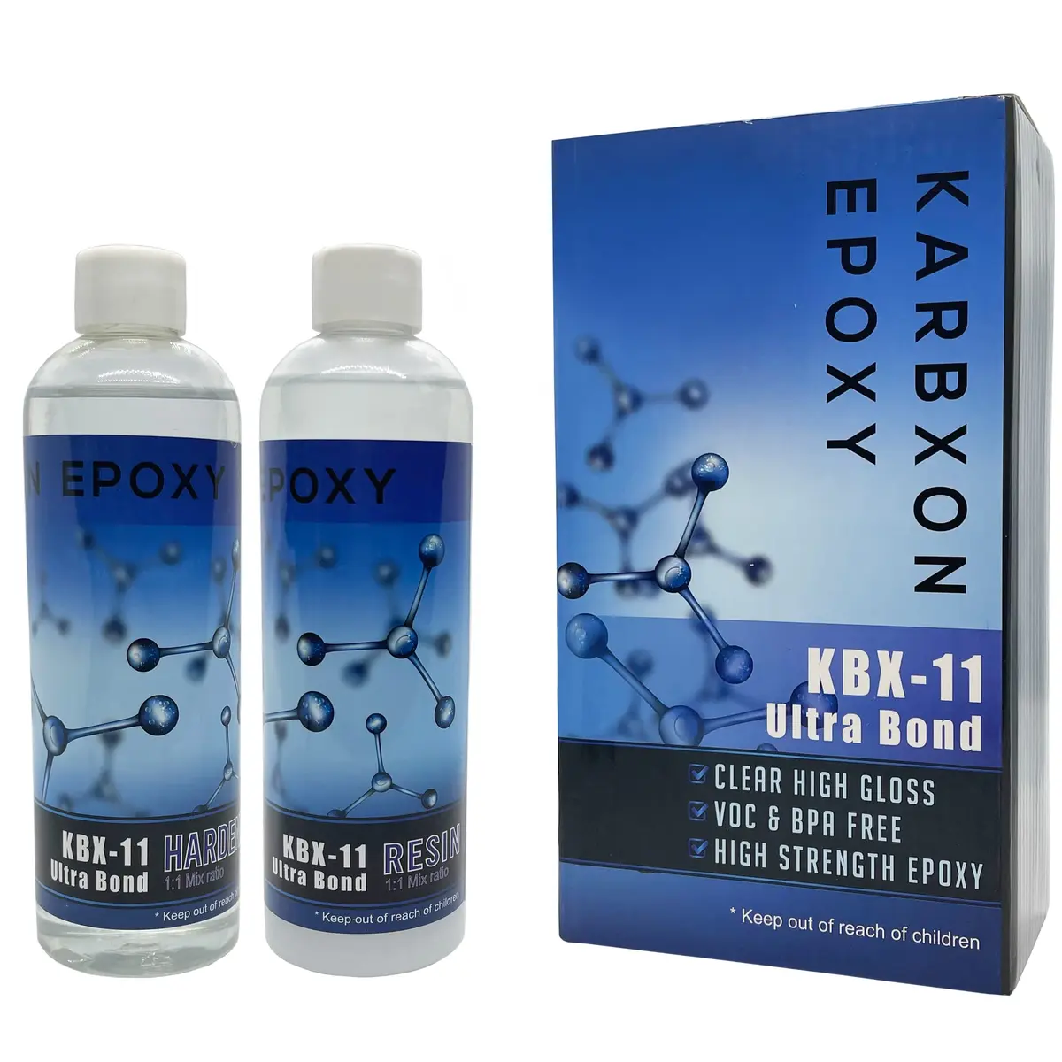 KARBXON KBX-11 Ultra Bond Epoxy Resin Kit 6 Fl Oz | High Strength, UV & BPA Free, Crystal Clear Finish - main product image