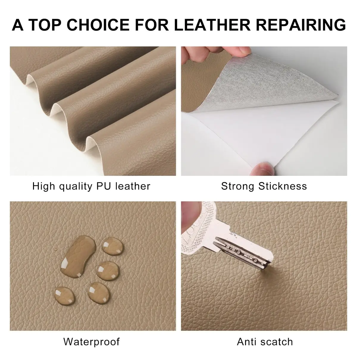 YAFLC Self Adhesive Leather Repair Patch Tape Kit 1mm Thick, 10cm x 60cm (4" x 63") | Waterproof & Durable for Furniture & Car Seats - view 4