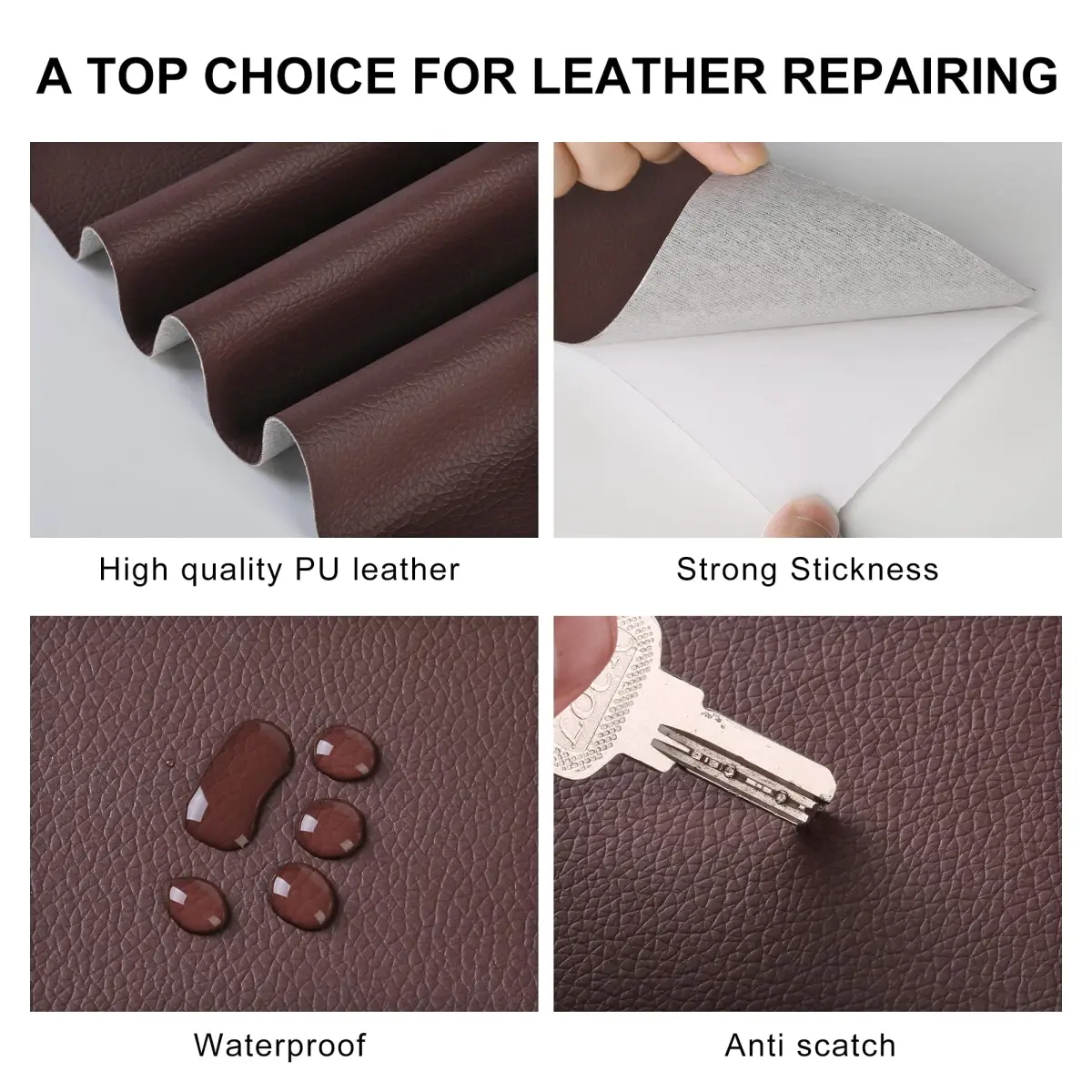 YAFLC Brown Leather Repair Patch Tape Kit - 4" x 63" | 1mm Thick, Waterproof & Durable - view 4
