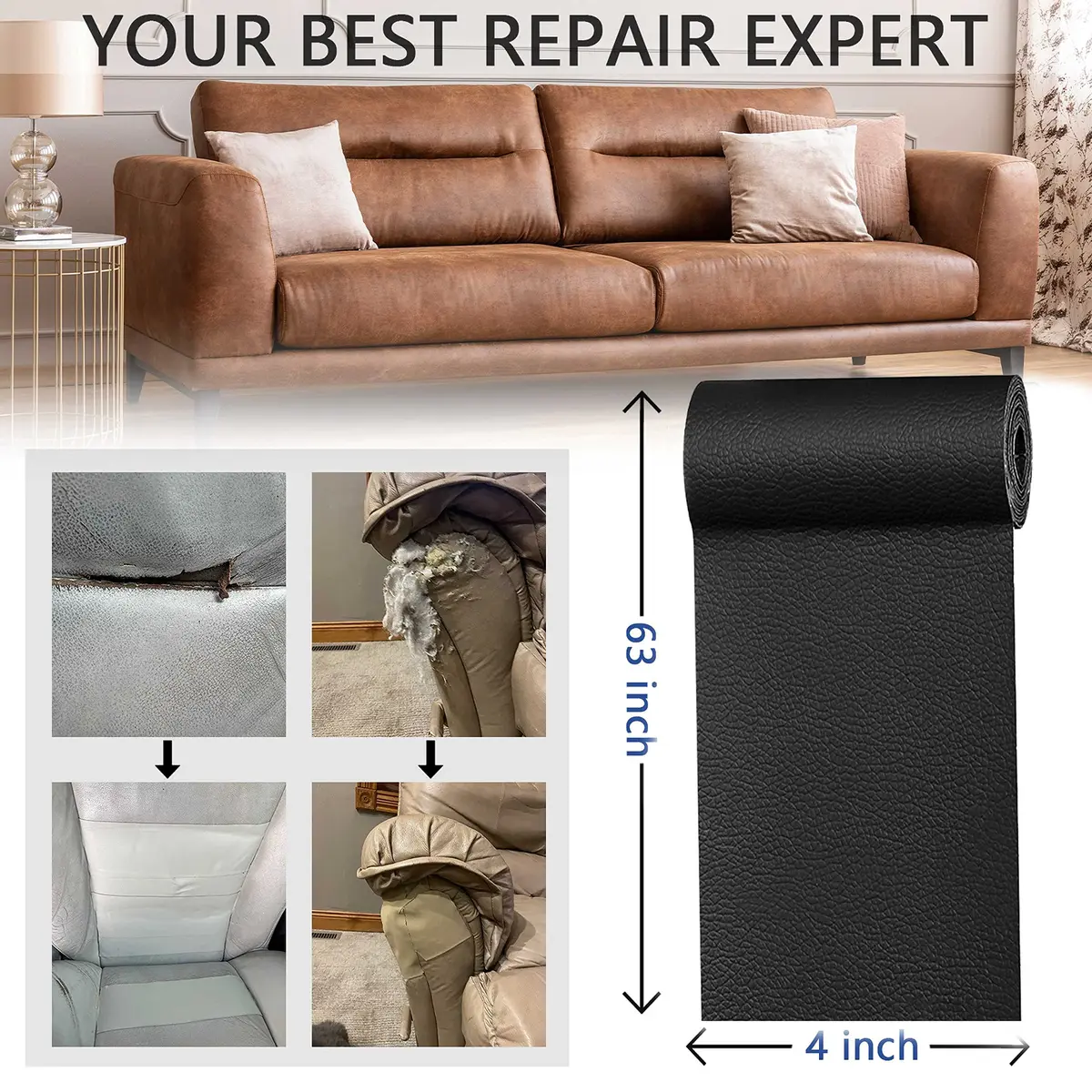 YAFLC Self Adhesive Leather Repair Patch 10cmx60cm | Fuchsia, Waterproof & Durable - view 6