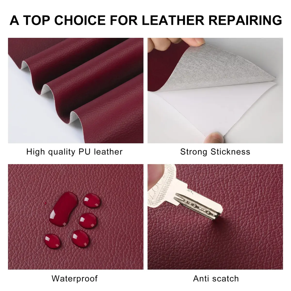 YAFLC Fuchsia Leather Repair Patch Tape Kit 1mm Thick, 4" x 63" | Waterproof & Durable - view 2
