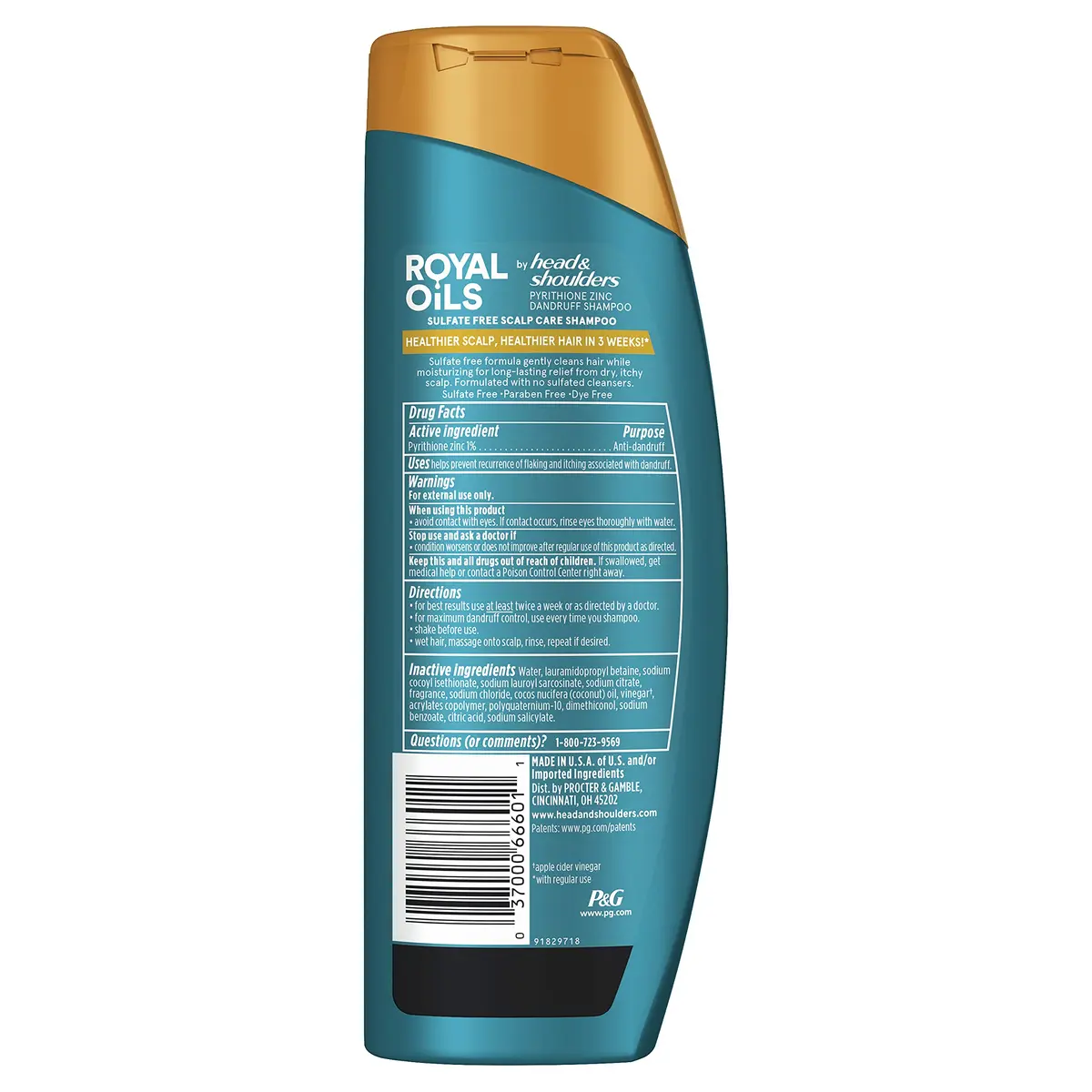 Head & Shoulders Royal Oils Moisturizing Shampoo 379ml (12.8 fl oz) | Sulfate-Free Anti-Dandruff for Curly & Coily Hair - view 7