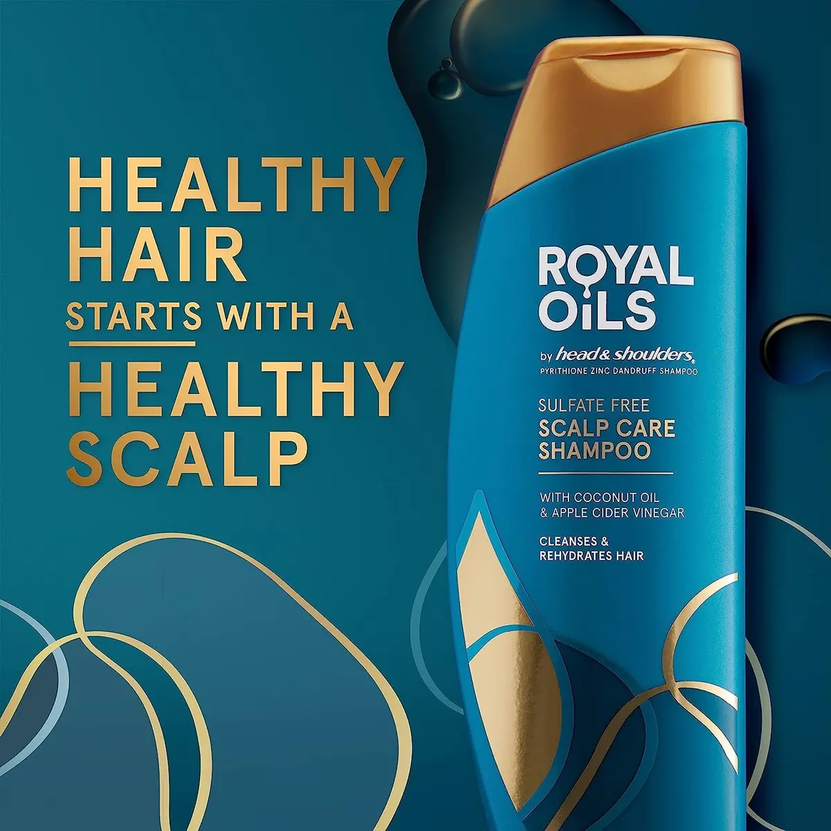 Head & Shoulders Royal Oils Moisturizing Shampoo 379ml (12.8 fl oz) | Sulfate-Free Anti-Dandruff for Curly & Coily Hair - view 2