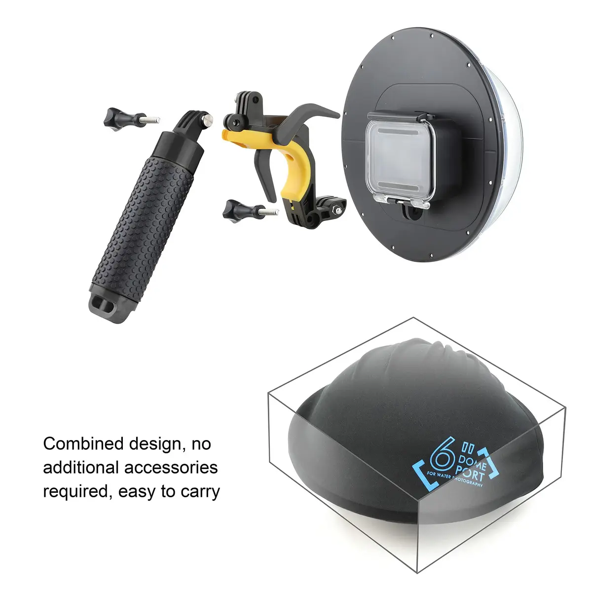 YALLSAME Waterproof Dome Port Housing Case for GoPro Hero 8 Black 45m (147ft) | Split Underwater Photography - view 5
