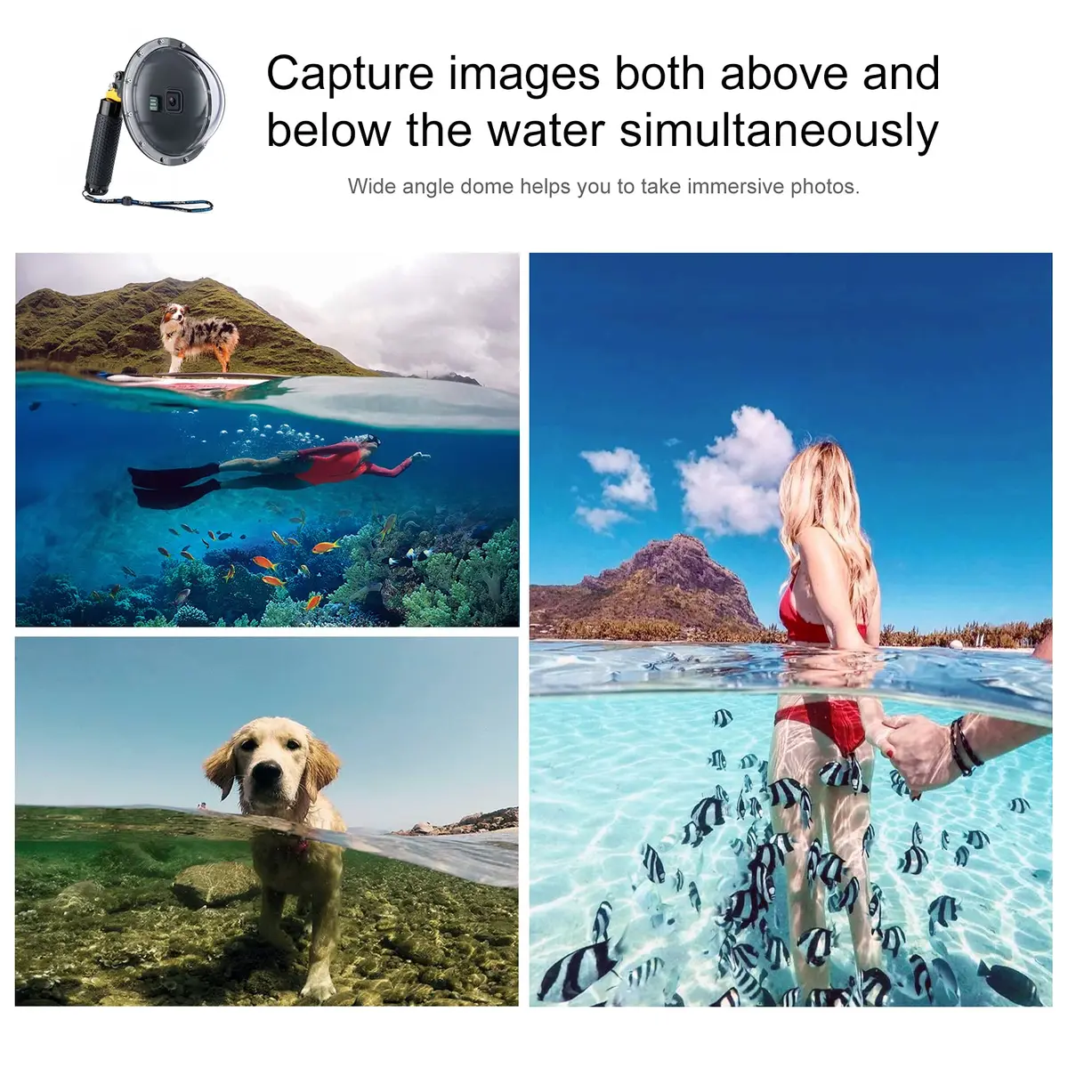 YALLSAME Waterproof Dome Port Housing Case for GoPro Hero 8 Black 45m (147ft) | Split Underwater Photography - view 2