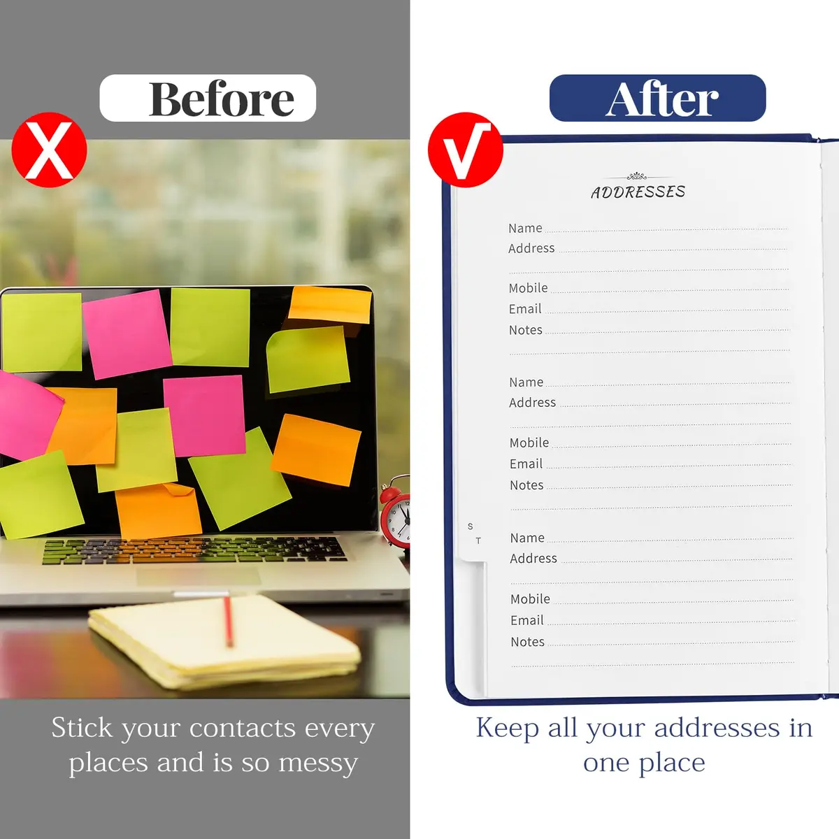 JUBTIC Address Book Password Keeper with Alphabetical Tabs 5.3"x7.7" | Organize Contacts & Passwords - view 5
