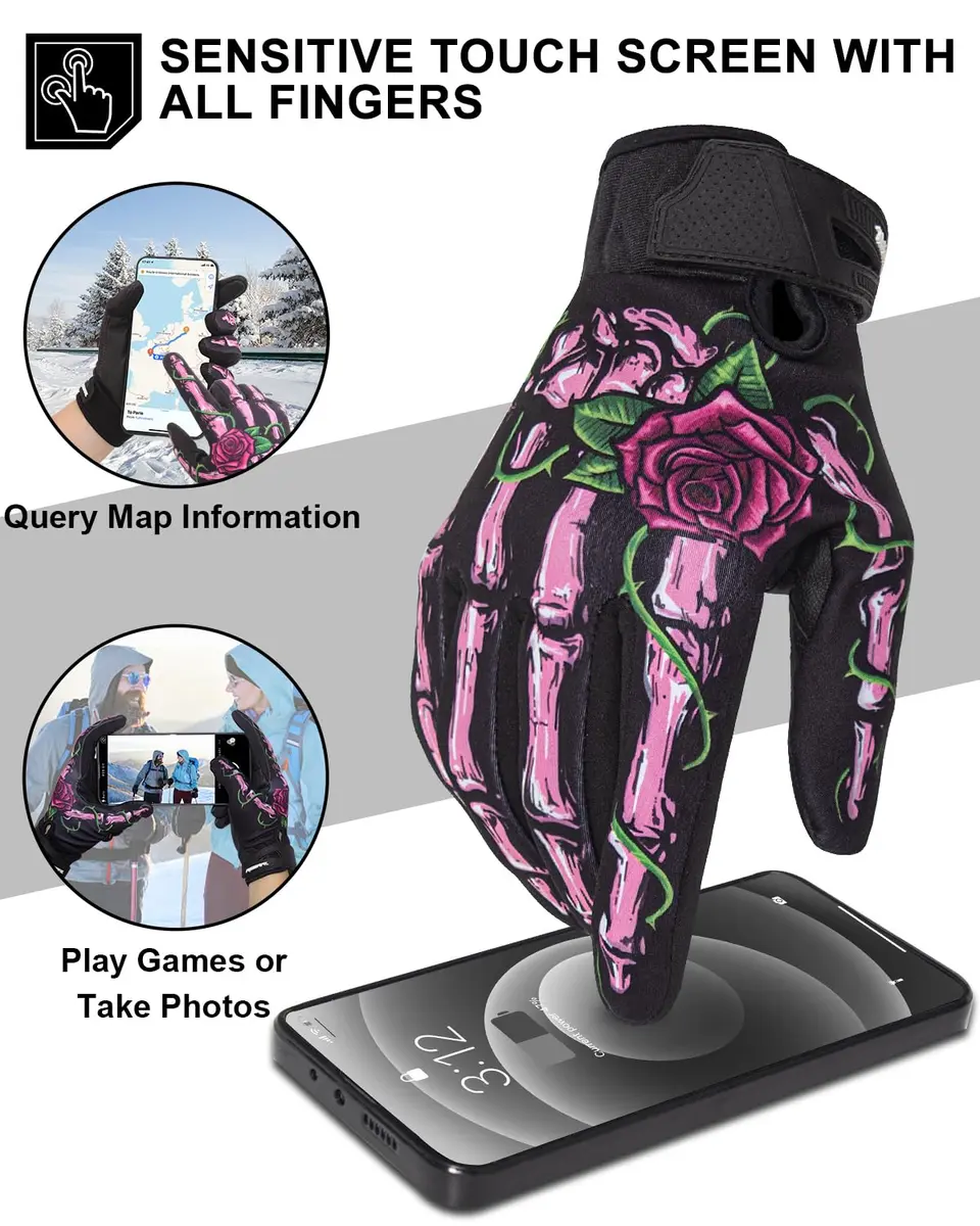 RIGWARL Winter Gloves for Cold Weather, Rose Skeleton, Large (24.5 cm x 14.5 cm x 4.2 cm) | Touchscreen & Waterproof - view 3