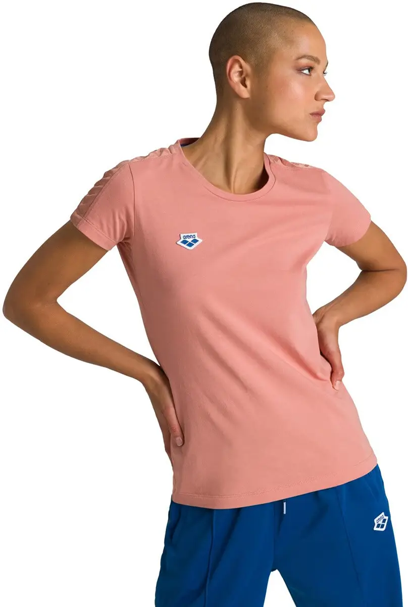 ARENA Women's Team T-Shirt, Triple Powder Pink, XL | Vintage Style, 100% Cotton, Regular Fit - main product image