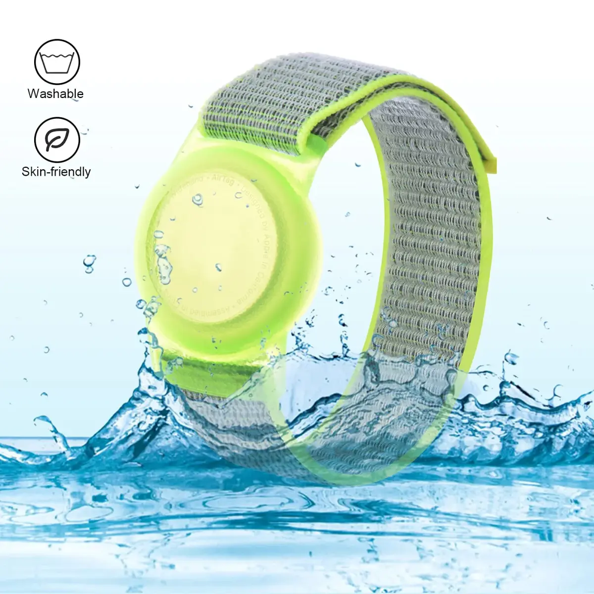 Qonuiy Yellow AirTag Wristband | Adjustable Nylon Watch Band for Kids & Elders - view 5