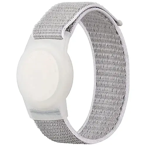 Qonuiy Grey Kids AirTag Wristband with Protective Case | Adjustable Nylon Bracelet - main product image