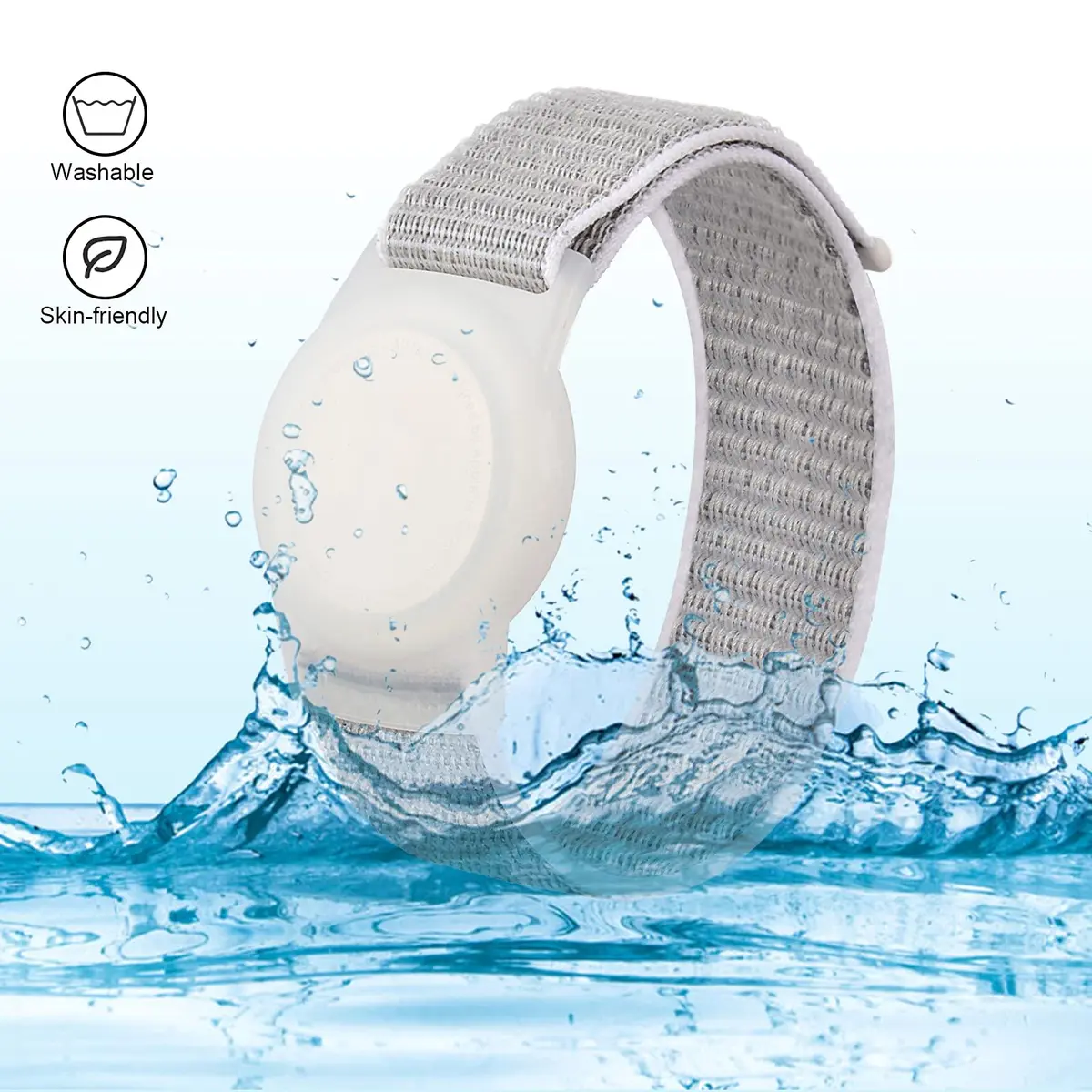 Qonuiy Kids Wristband Compatible with Apple AirTag 18cm | Adjustable Nylon GPS Tracker Band for Toddler & Elder - view 5