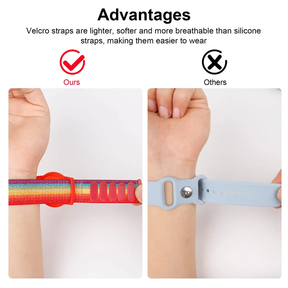 Qonuiy Kids Wristband Compatible with Apple AirTag 18cm Rainbow Nylon Adjustable Anti Lost Band - view 7