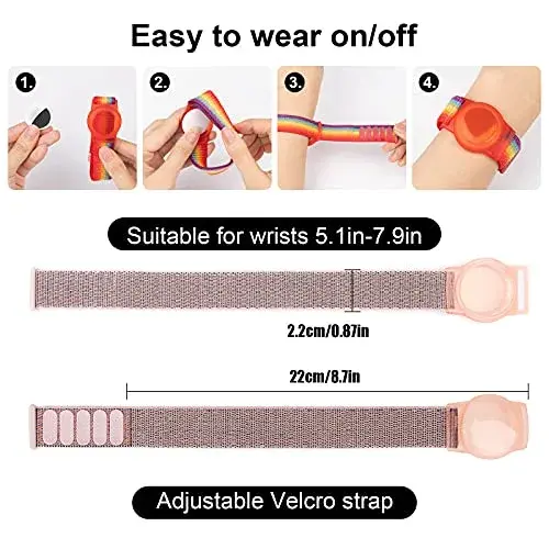 Qonuiy Pink Kids AirTag Wristband with Protective Case | 18 cm (7.1 in) - view 2