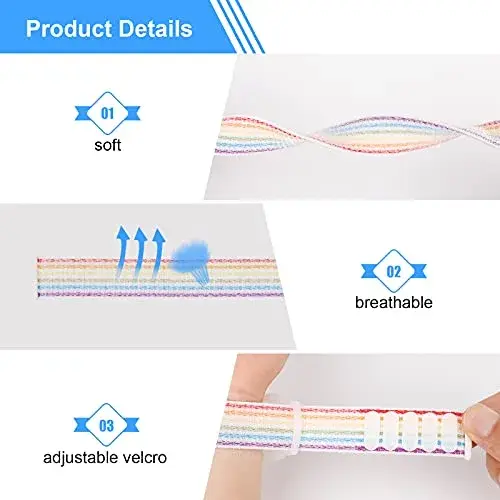 Qonuiy Kids Rainbow A AirTag Wristband with Protective Case | Adjustable Nylon Bracelet for Toddlers - view 3
