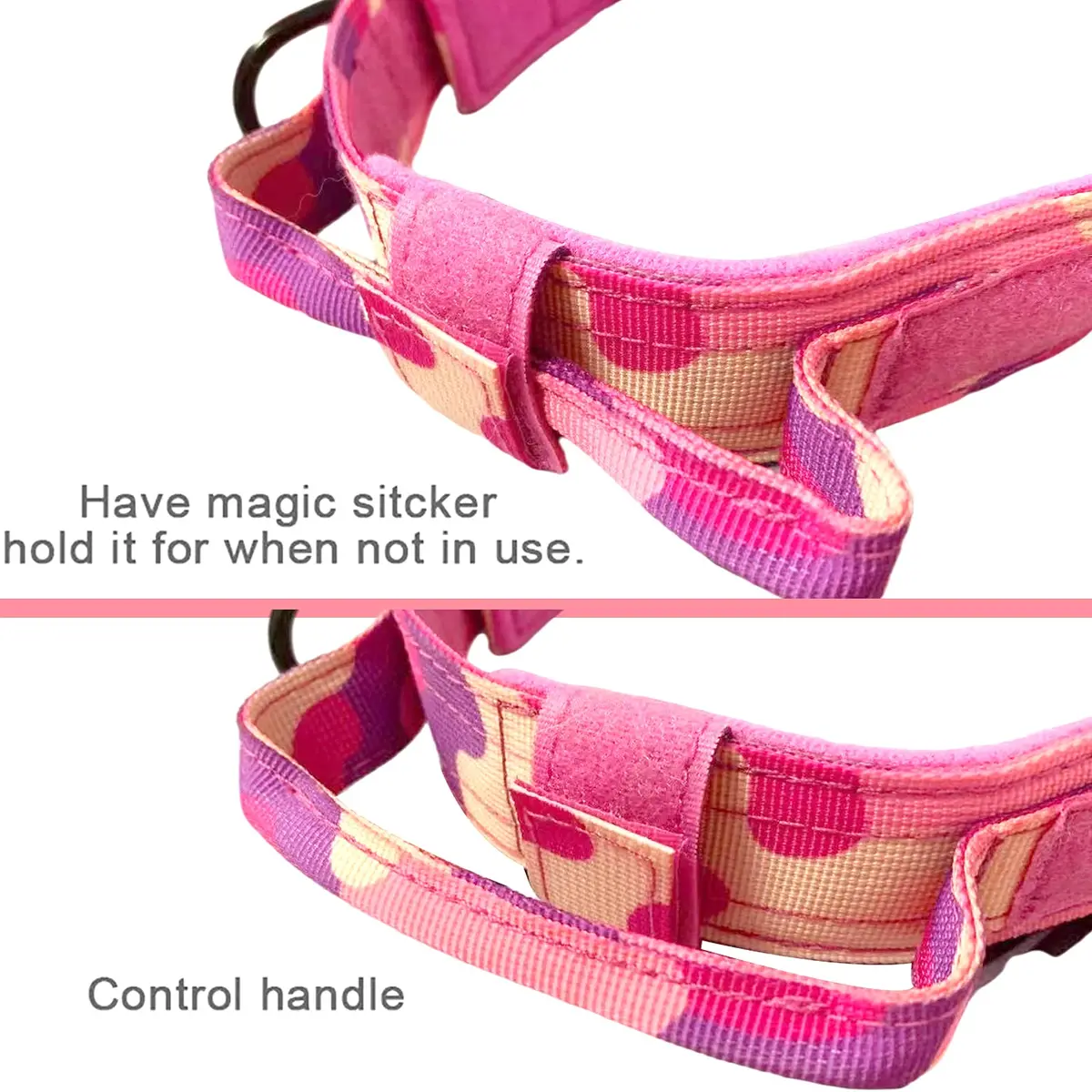 Xqpetlihai Tactical Dog Collar Adjustable Military Nylon Dog Collar with Control Handle and Heavy Duty Metal Buckle for Medium and Large Dogs (Pink Camo,L) | Heavy Duty Nylon & Metal Buckle - view 5
