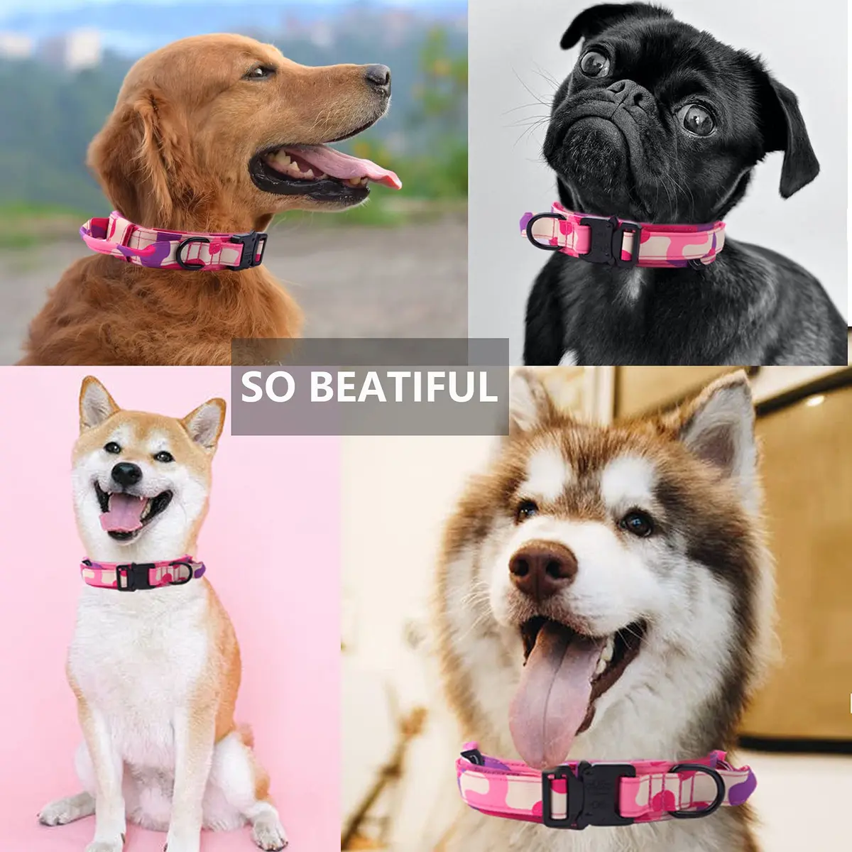 Xqpetlihai Tactical Dog Collar Adjustable Military Nylon Dog Collar with Control Handle and Heavy Duty Metal Buckle for Medium and Large Dogs (Pink Camo,L) | Heavy Duty Nylon & Metal Buckle - view 7