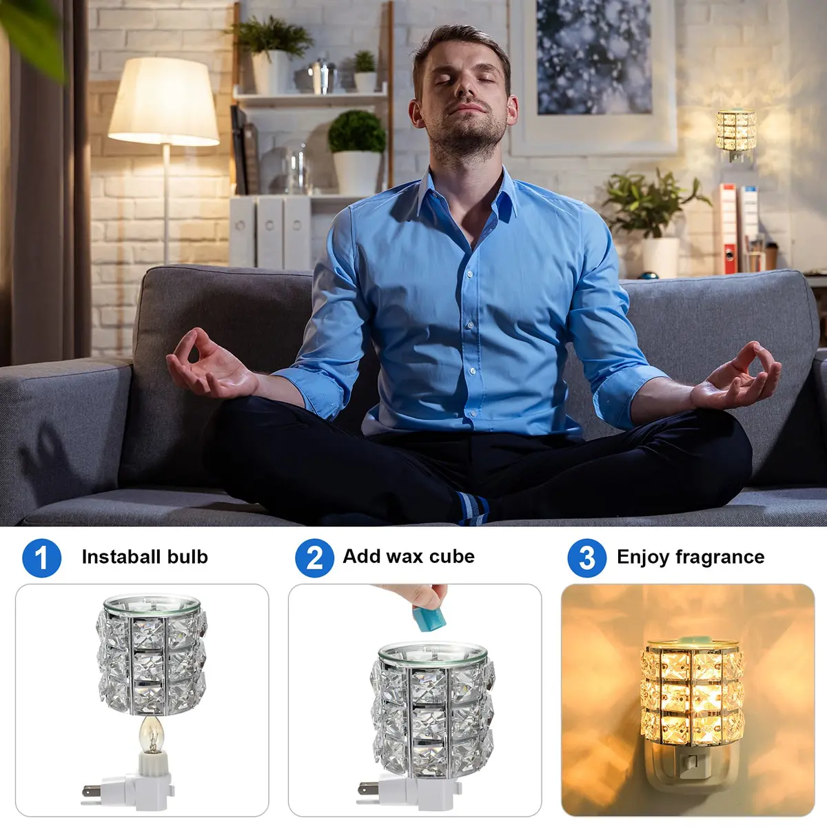 DRQ Crystal Wax Warmer Plug-in Scented Melt Warmer for Home, Kitchen, Living Room | Artistic, Safe, Easy to Use - view 3