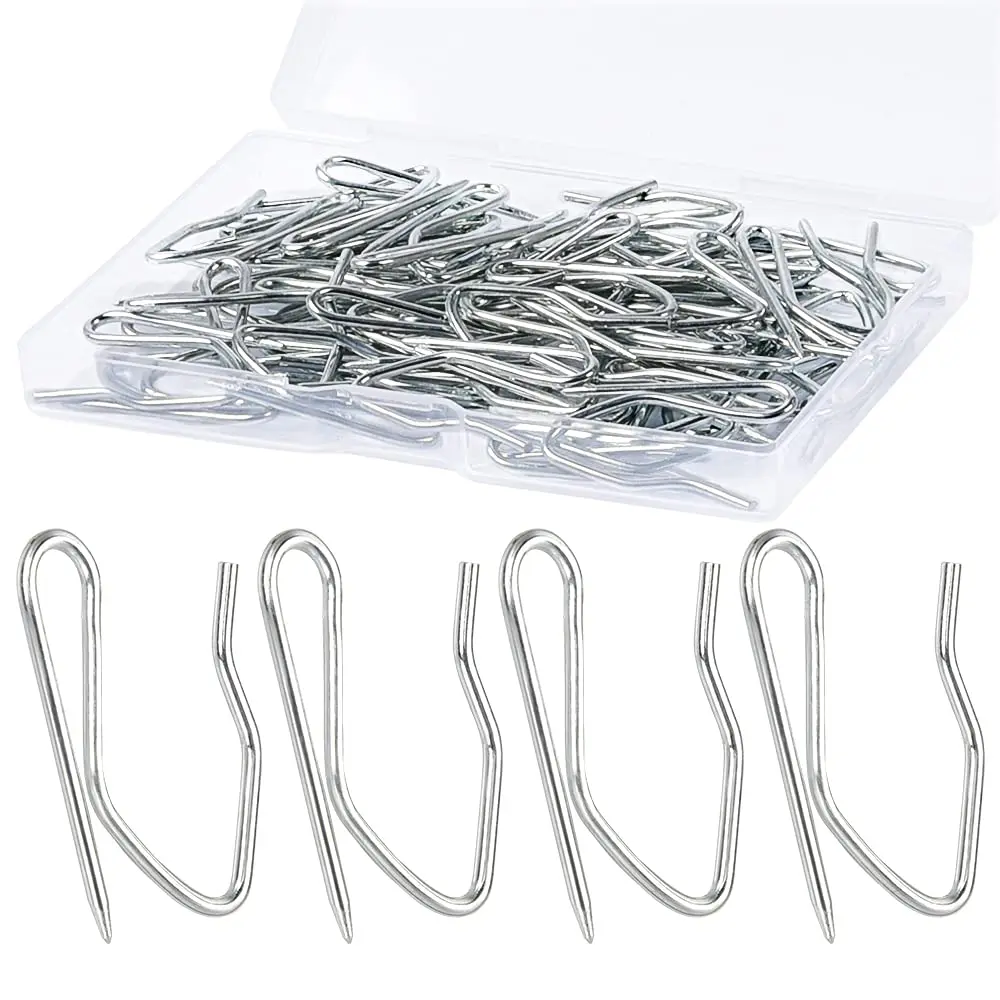 Sopito 58Pcs Metal Curtain Hooks | 3.1cm (1.2") Silver White Pinch Pleat Hooks - main product image