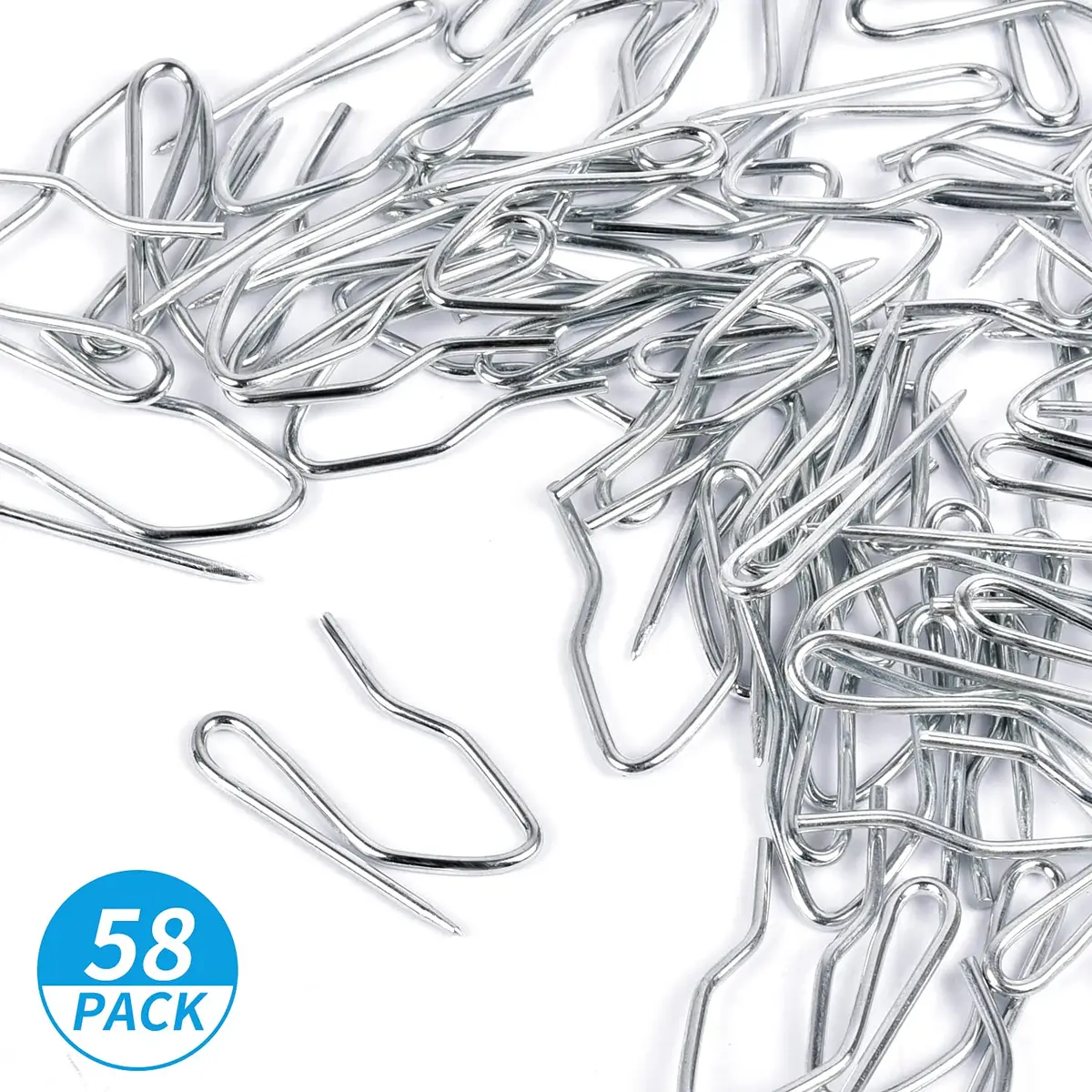 Sopito 58Pcs Metal Curtain Hooks | 3.1cm (1.2") Silver White Pinch Pleat Hooks - view 7