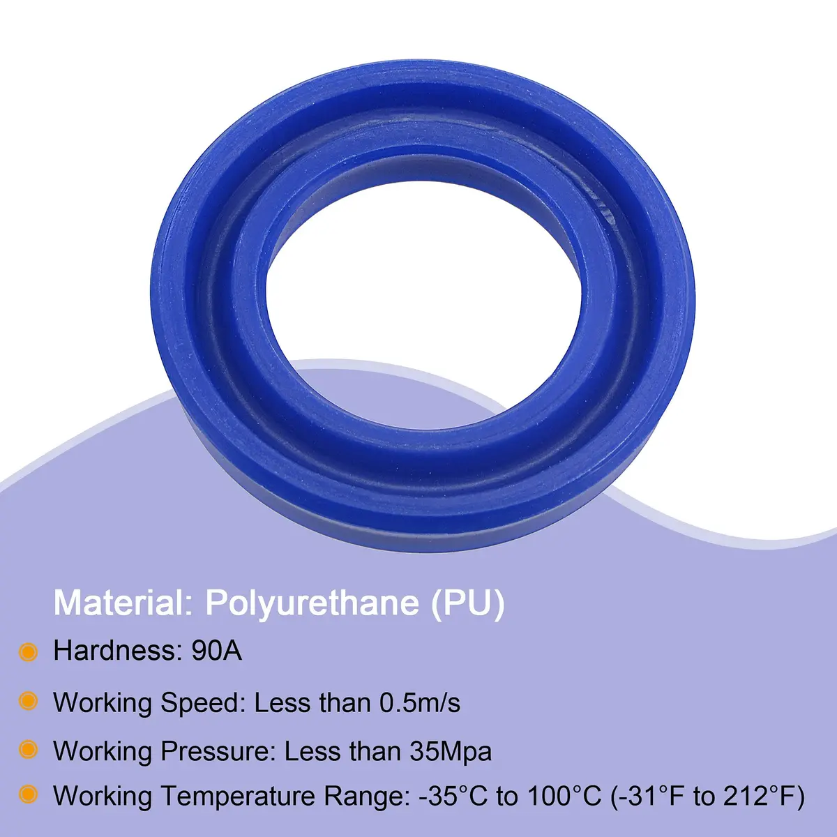 MECCANIXITY UN Radial Shaft Seal 22mm ID x 35mm OD x 6mm Width PU Oil Seal, Blue Pack of 5 | Industrial Hydraulic Cylinder Seal - view 5