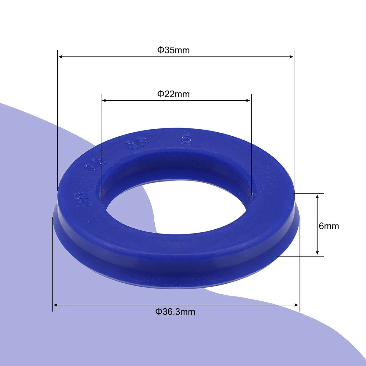 MECCANIXITY UN Radial Shaft Seal 22mm ID x 35mm OD x 6mm Width PU Oil Seal, Blue Pack of 5 | Industrial Hydraulic Cylinder Seal - view 2