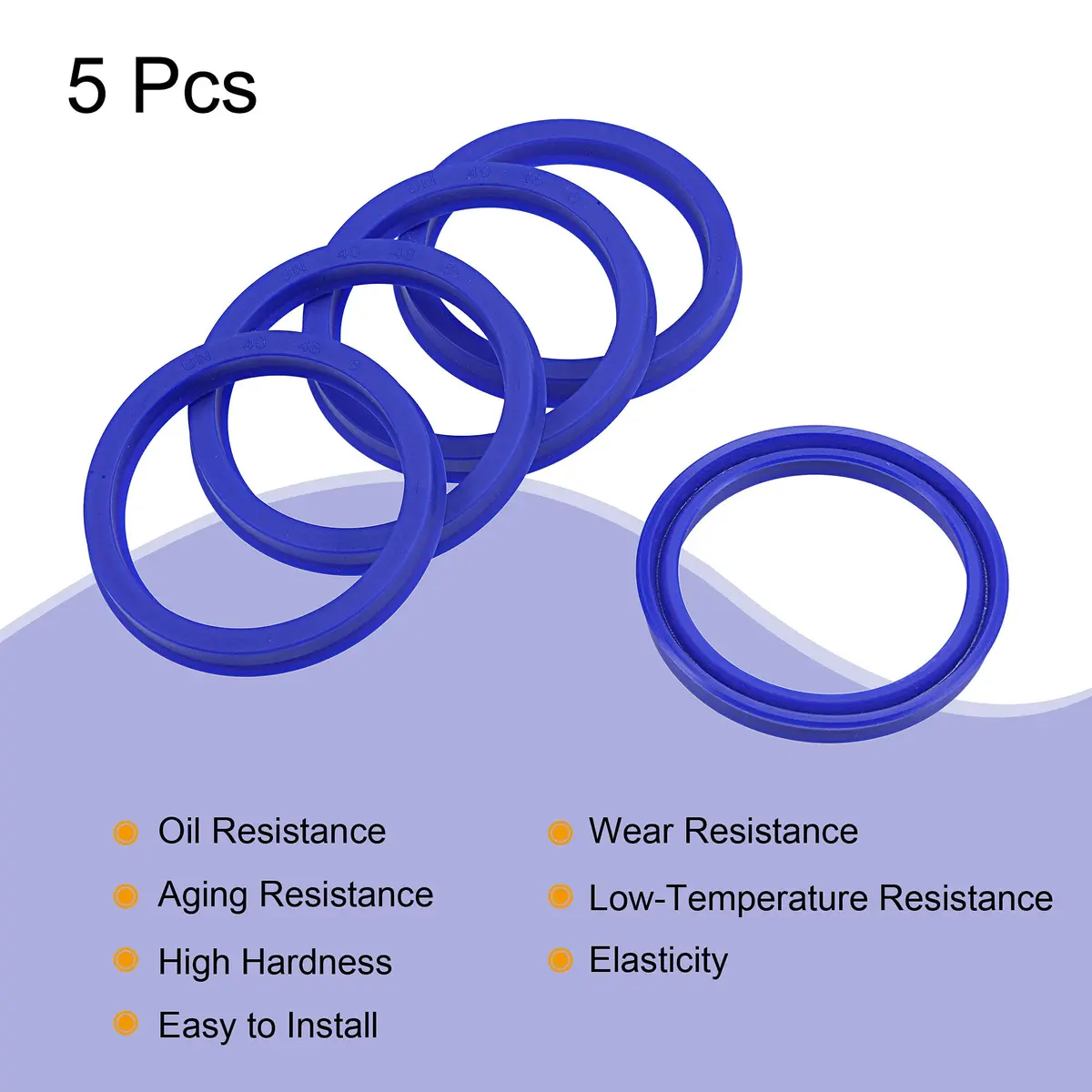 MECCANIXITY UN Radial Shaft Seal 40mm ID x 48mm OD x 6mm Width PU Oil Seal, Blue Pack of 5 | Industrial Hydraulic Cylinder Seal - view 4