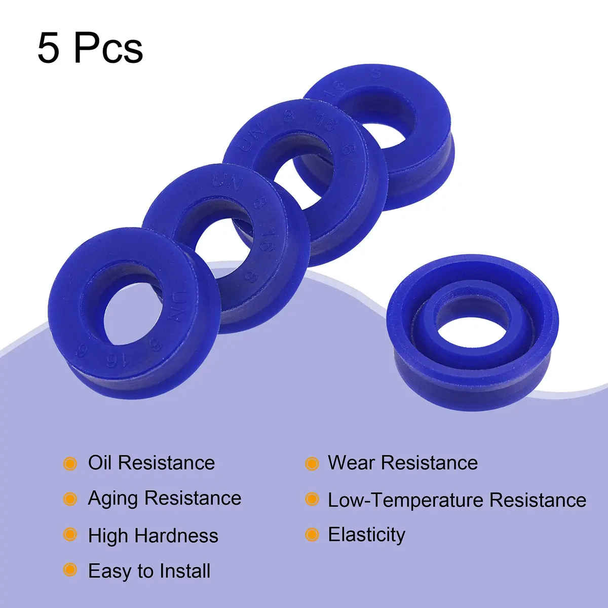 MECCANIXITY UN Radial Shaft Seal 8mm ID x 16mm OD x 6mm Width PU Oil Seal, Blue Pack of 5 | High Pressure Rotary Shaft Seals - view 4