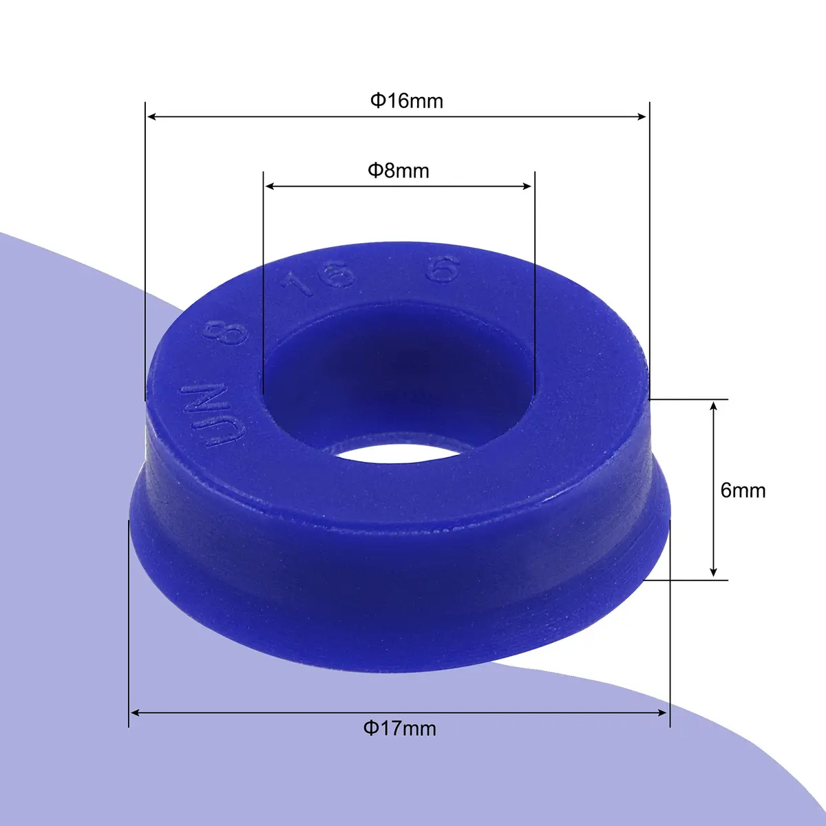MECCANIXITY UN Radial Shaft Seal 8mm ID x 16mm OD x 6mm Width PU Oil Seal, Blue Pack of 5 | High Pressure Rotary Shaft Seals - view 2