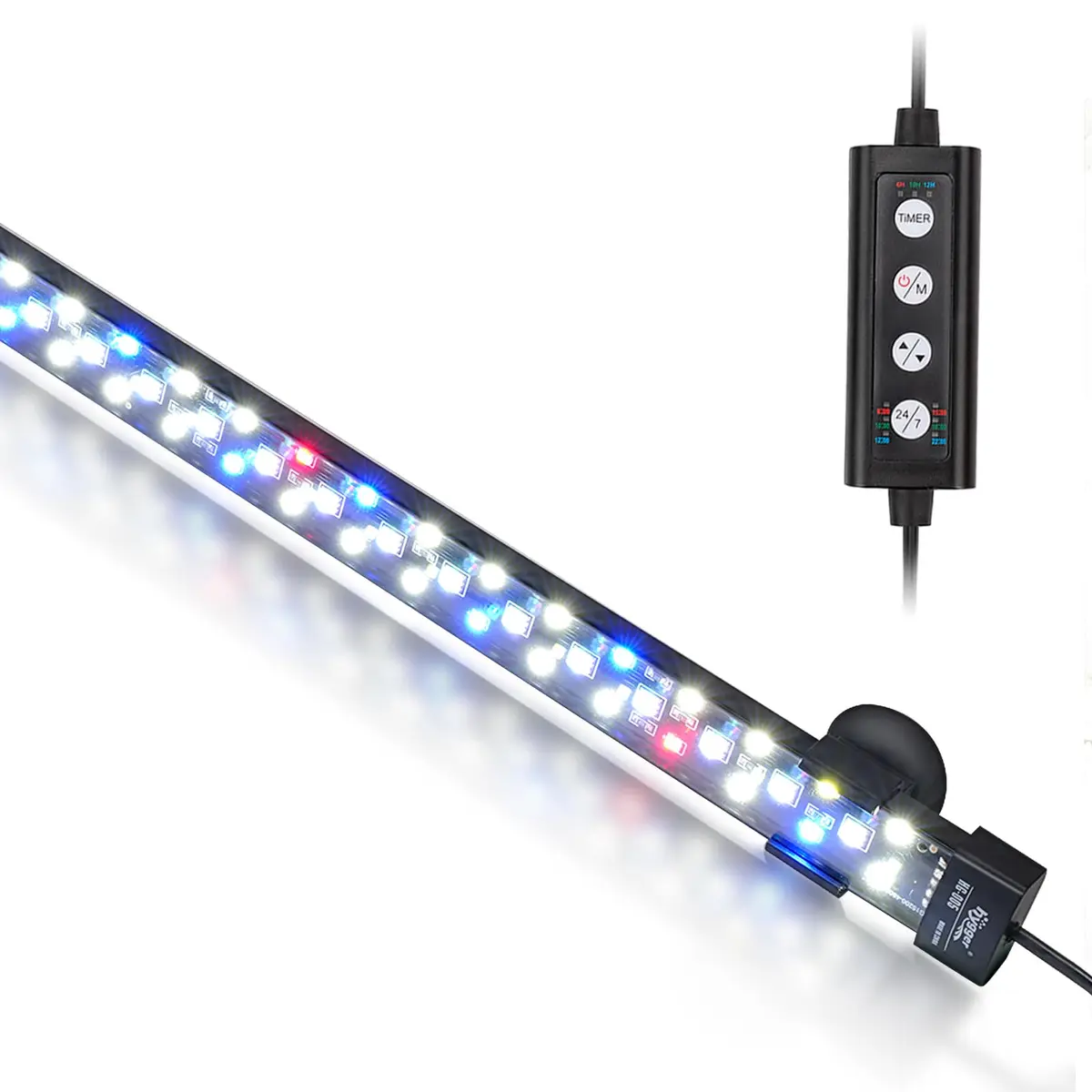 hygger 24/7 Mode Submersible Aquarium LED Light, Full Spectrum Hidden Fish Tank Light with 3 Rows Beads 7 Colors Auto On Off Sunrise-Daylight-Moonlight - main product image