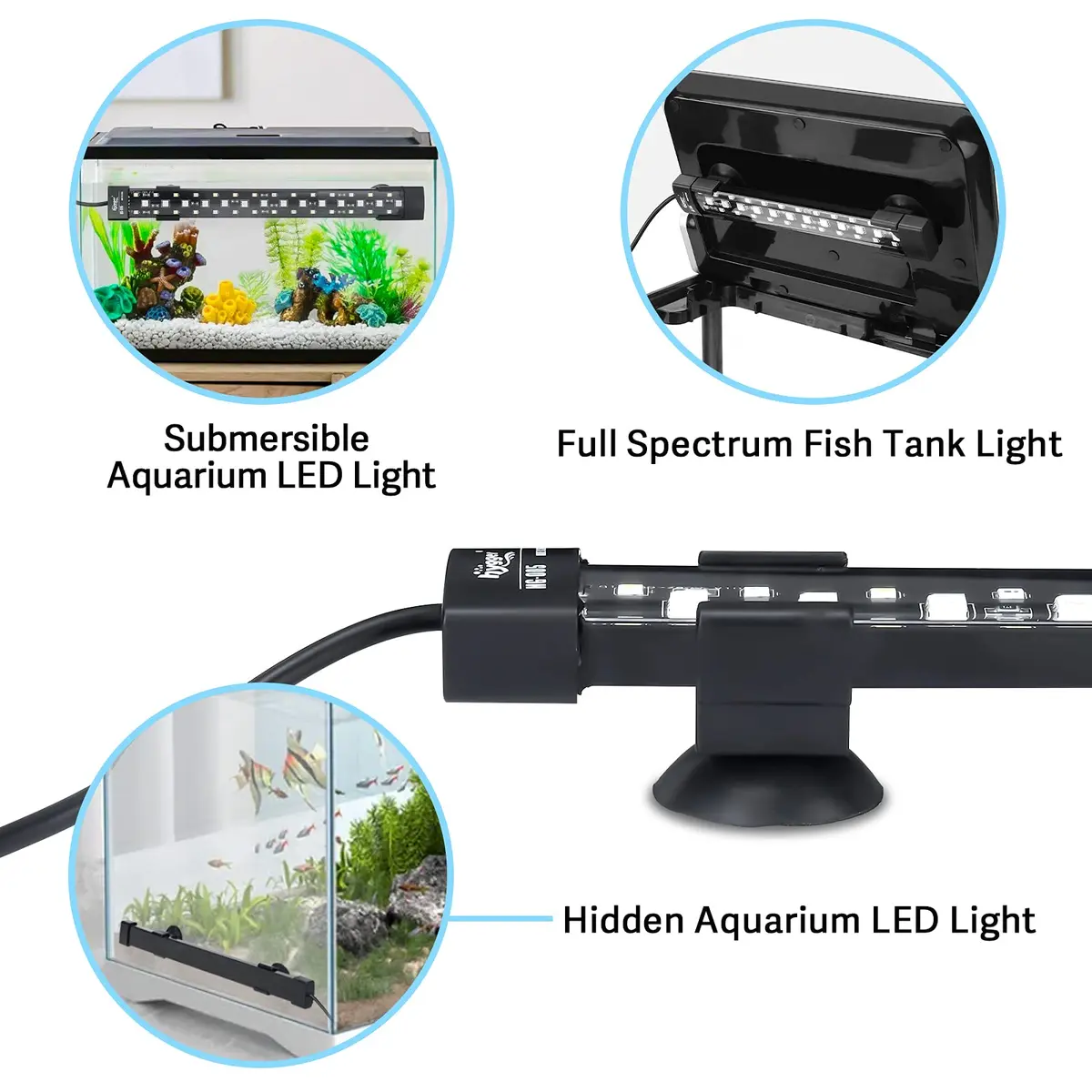 hygger 24/7 Mode Submersible Aquarium LED Light, Full Spectrum Hidden Fish Tank Light with 3 Rows Beads 7 Colors Auto On Off Sunrise-Daylight-Moonlight - view 4