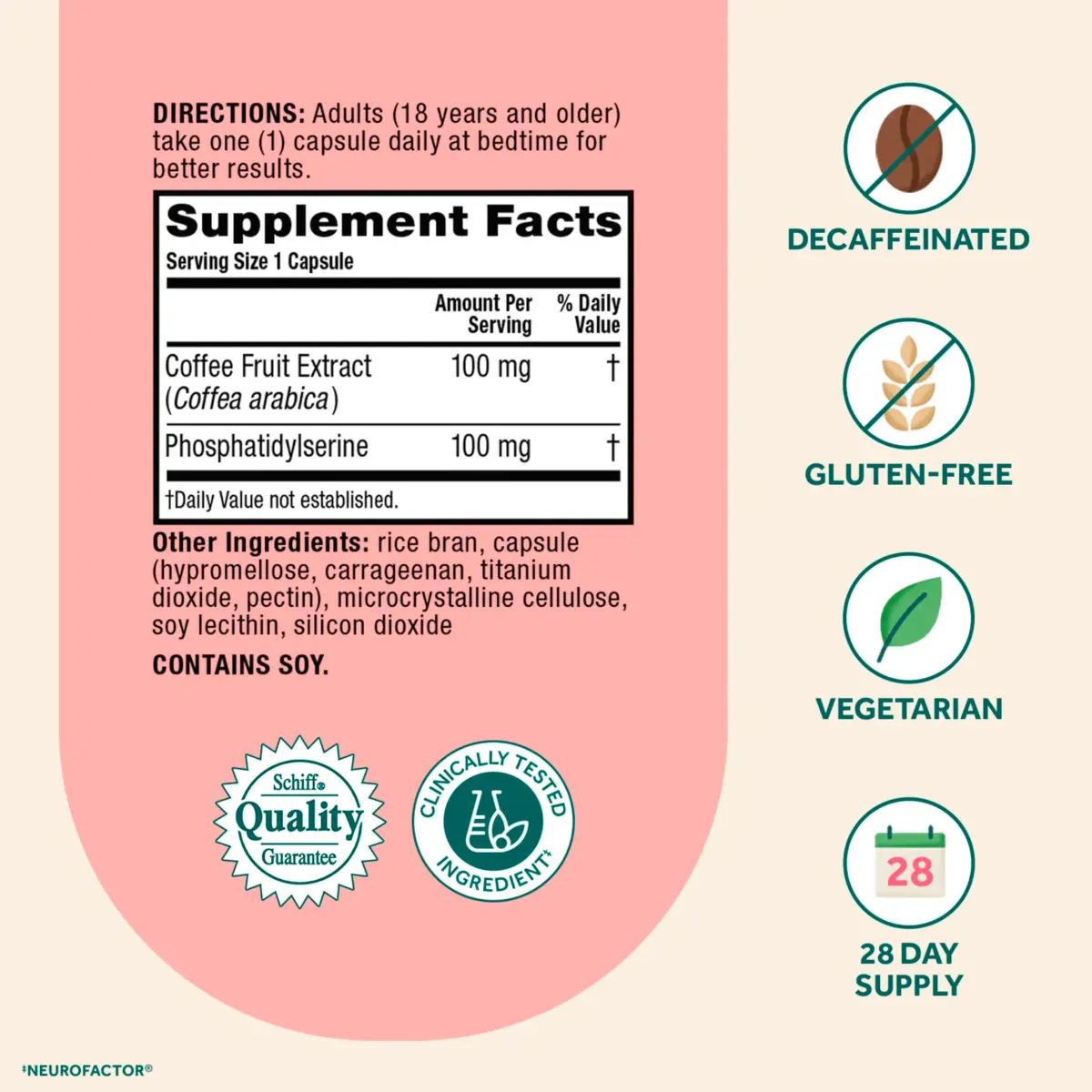 NEURIVA Original Brain Supplements for Memory and Focus 28 Count Capsules | Clinically Tested Nootropics Phosphatidylserine and Neurofactor - view 3