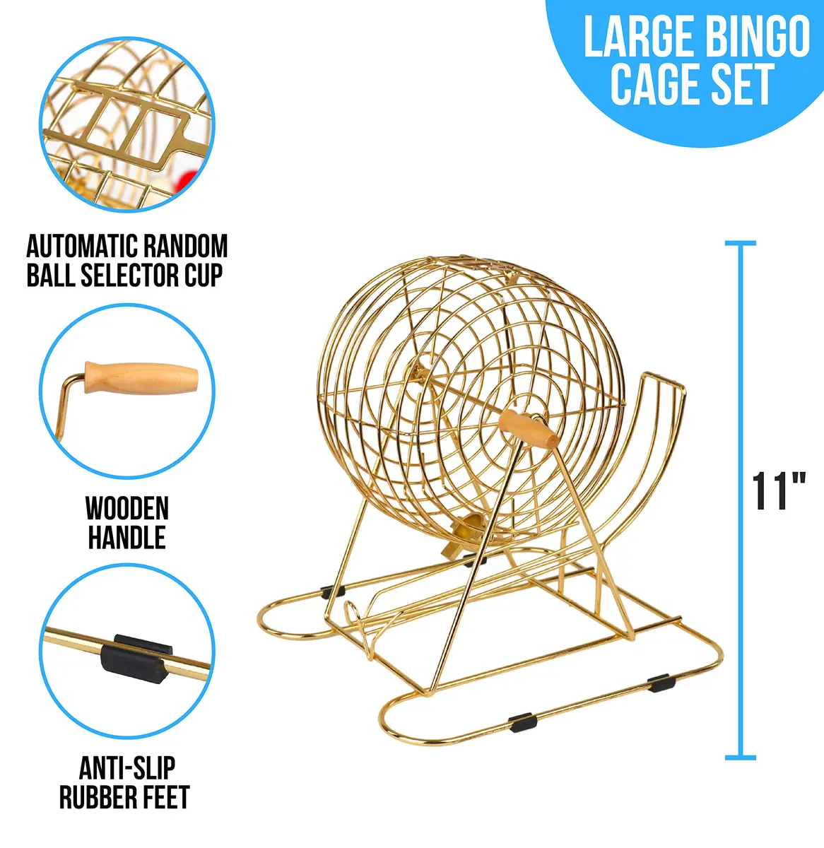 Regal Games Professional Bingo Game Set with 11" Wheel Cage & 75 Balls | Large Print Cards for Adults & Kids - view 4