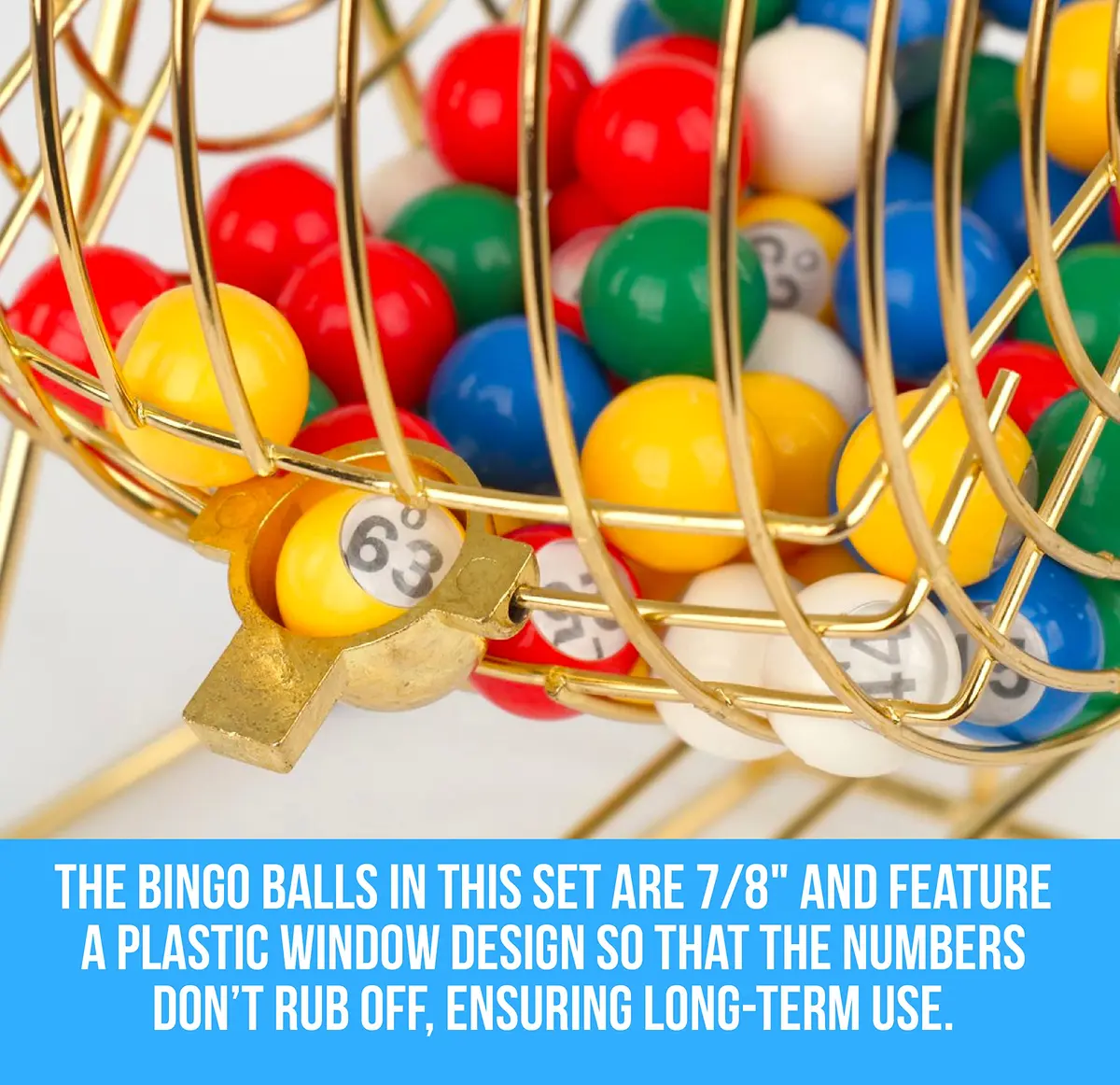 Regal Games Professional Bingo Game Set with 11" Wheel Cage & 75 Balls | Large Print Cards for Adults & Kids - view 6