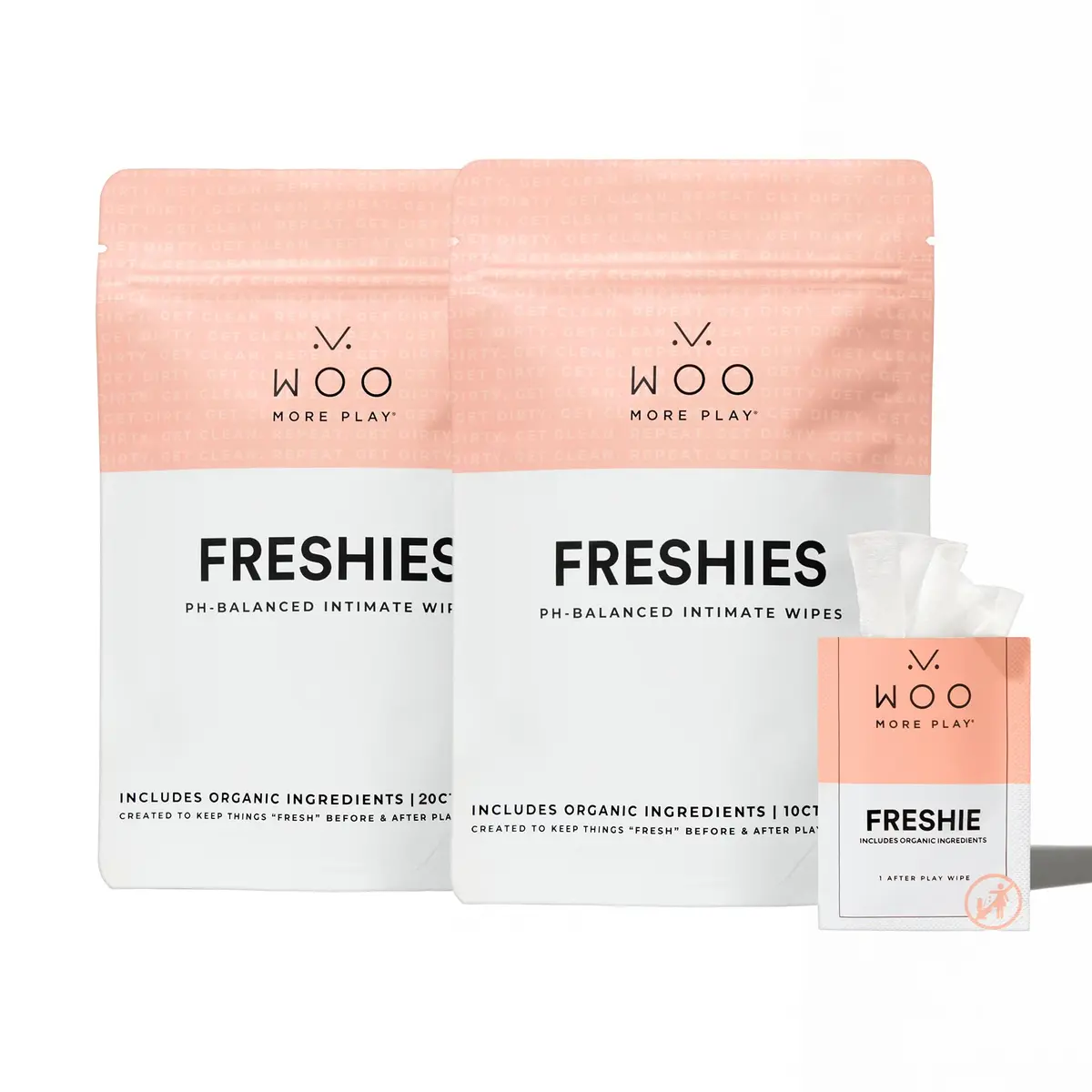 Woo More Play Freshies 30 ct | Organic & pH-Balanced Intimate Wipes for Women & Men - main product image