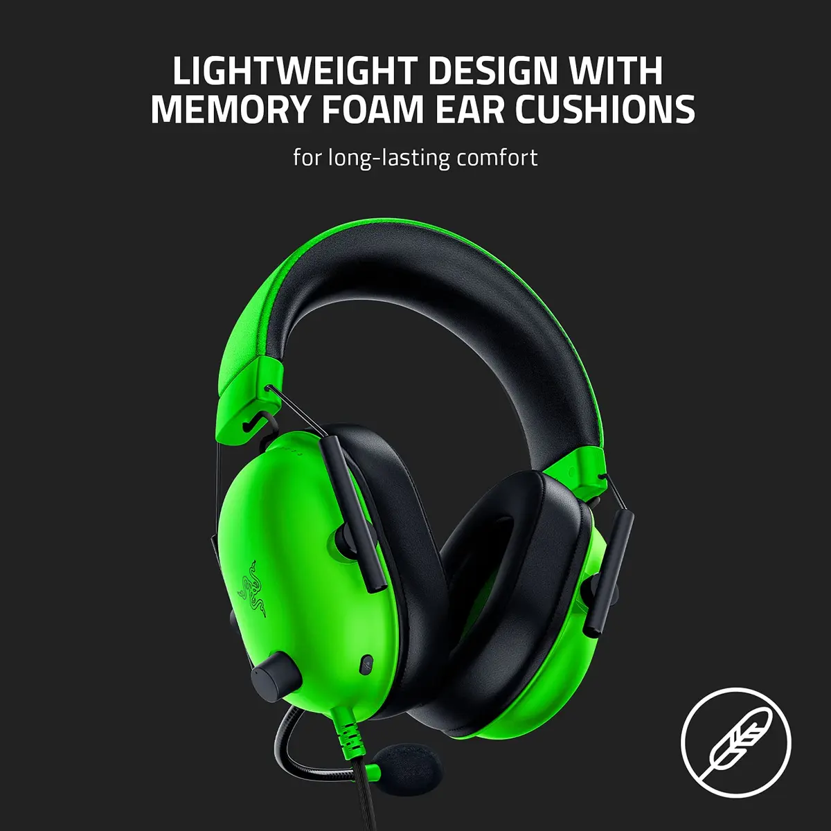 Razer BlackShark V2 X Gaming Headset, 3.5mm Jack, Green | 50mm Drivers, Noise Isolation, Lightweight Comfort - view 6