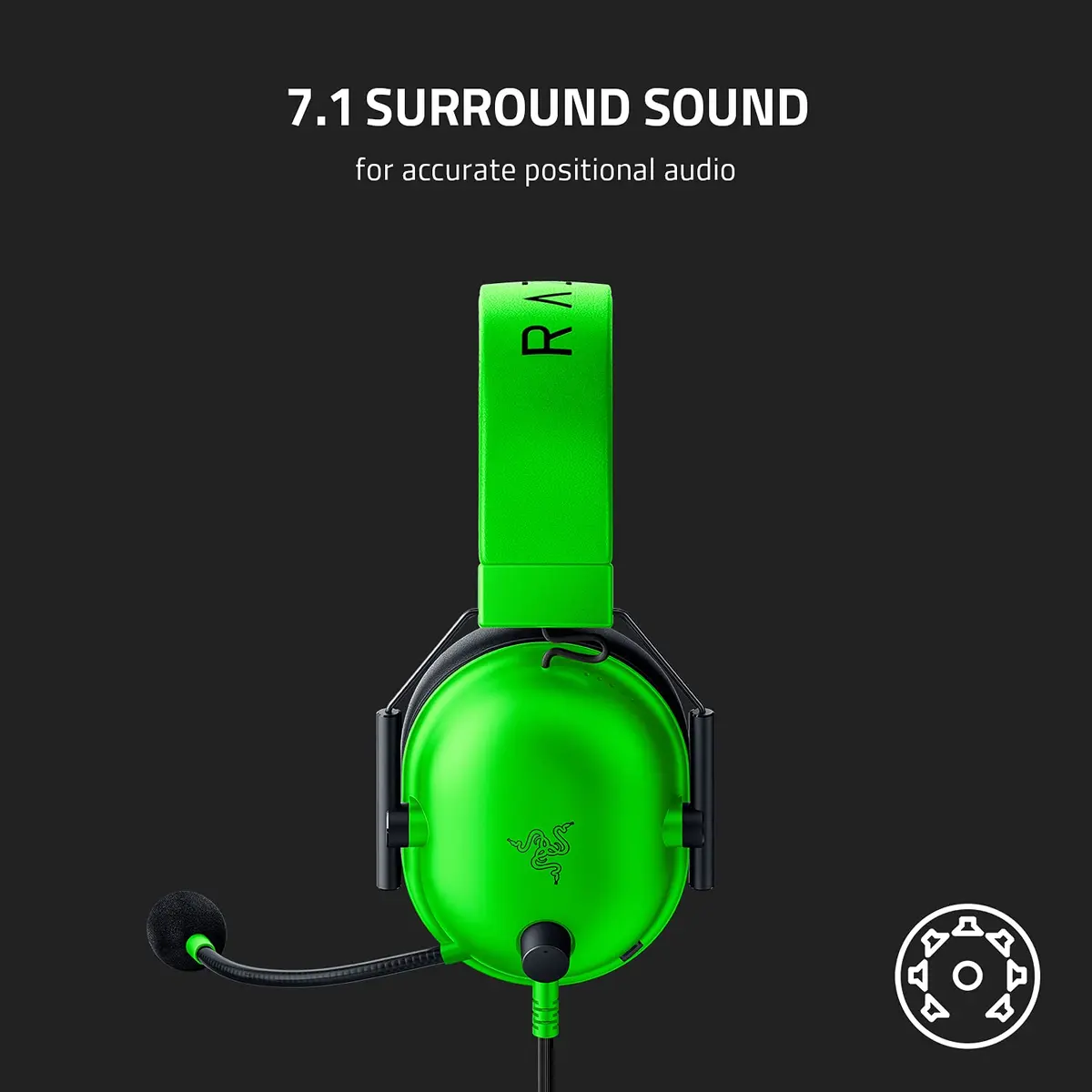 Razer BlackShark V2 X Gaming Headset, 3.5mm Jack, Green | 50mm Drivers, Noise Isolation, Lightweight Comfort - view 7