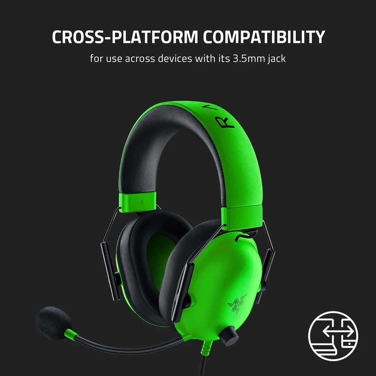 Razer BlackShark V2 X Gaming Headset, 3.5mm Jack, Green | 50mm Drivers, Noise Isolation, Lightweight Comfort - view 8