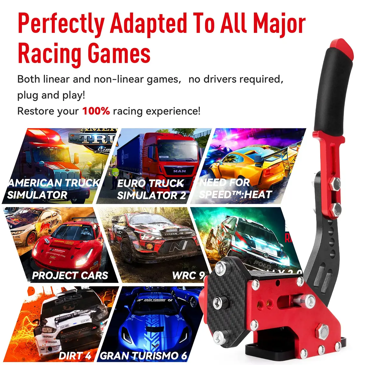 aikeec 64 Bit USB Handbrake with Clamp for PC Windows Sim Racing Games G25 G27 G29 T500 FANATECOSW Dirt Rally | Realistic Racing Experience - view 7