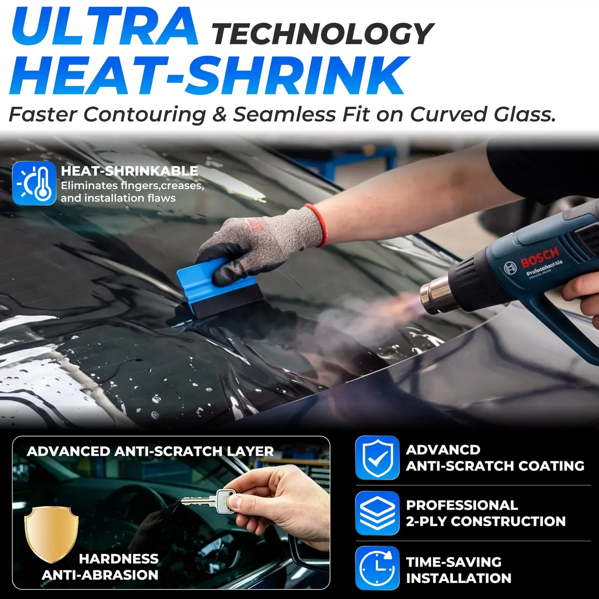 TOYOCO Nano Ceramic Car Window Tint Film Roll 5% VLT 61cm x 4.57m (24 in x 15 ft) | Heat Rejection & UV Protection - view 3