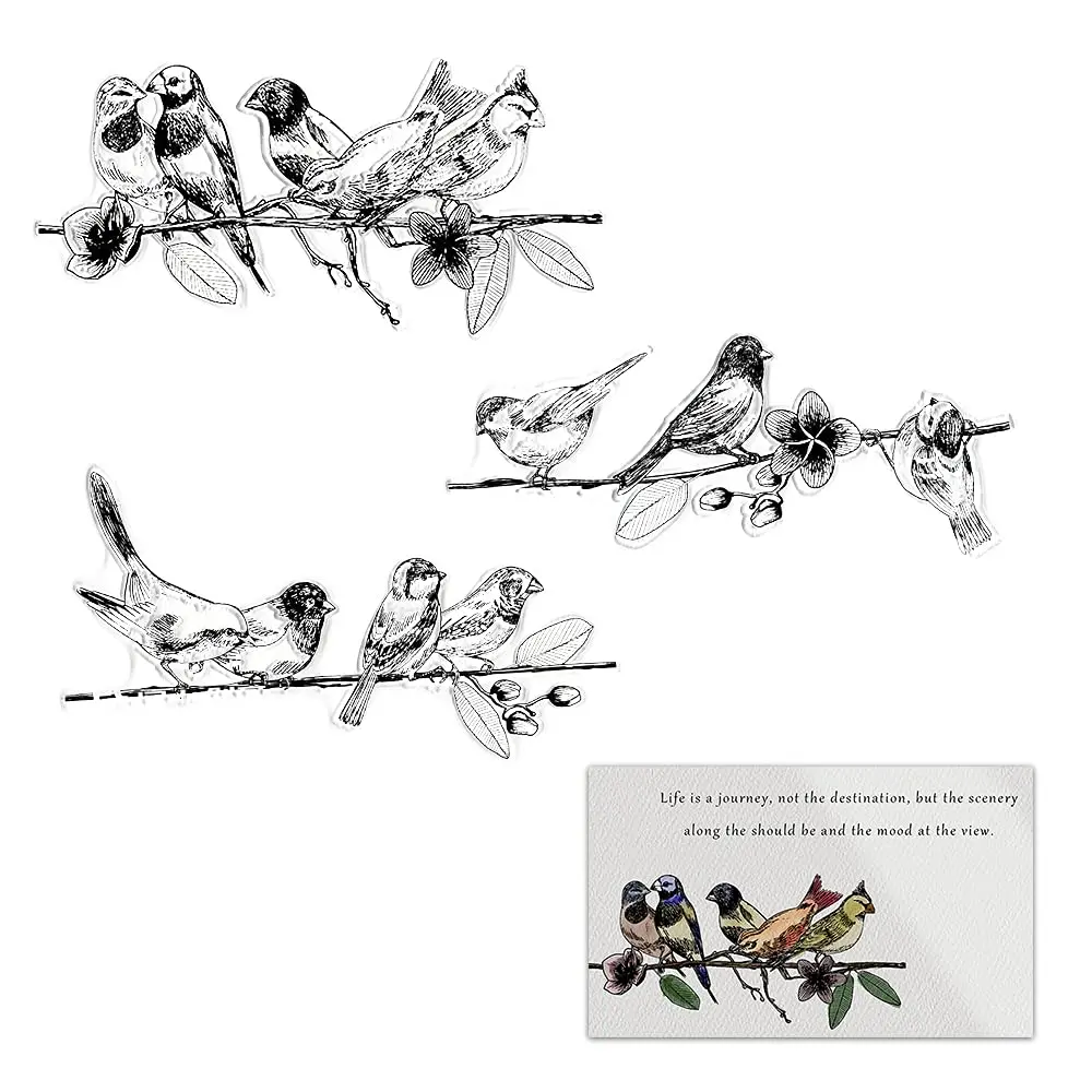 On-Airstore Clear Rubber Stamp Birds on Branches | Spring & Summer DIY Scrapbooking (70-120 chars) - main product image