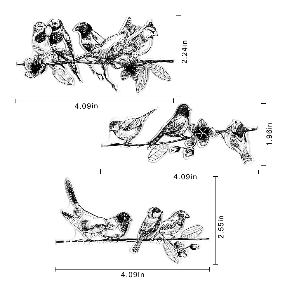 On-Airstore Clear Rubber Stamp Birds on Branches | Spring & Summer DIY Scrapbooking (70-120 chars) - view 2