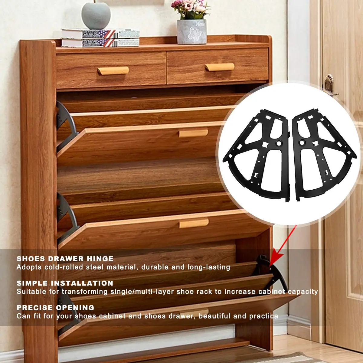 Garosa Cold Rolled Steel Shoes Cabinet Hinge 2-Piece | Double Layer Furniture Shoe Rack Accessory - view 5