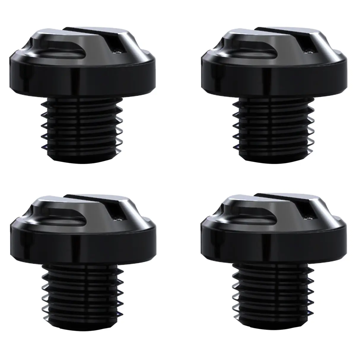 AVERZELLA Black CNC Motorcycle Mirror Hole Plugs Screws Bolts M10x1.25 (4-Pack, 2 Regular + 2 Reverse) - main product image