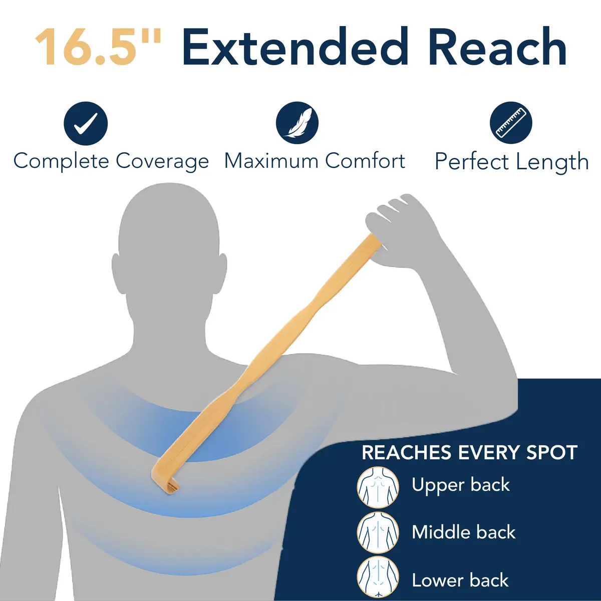 Slick Solutions Bamboo Back Scratcher 16.5" | Stress & Itch Relief, Durable & Eco-Friendly - view 2