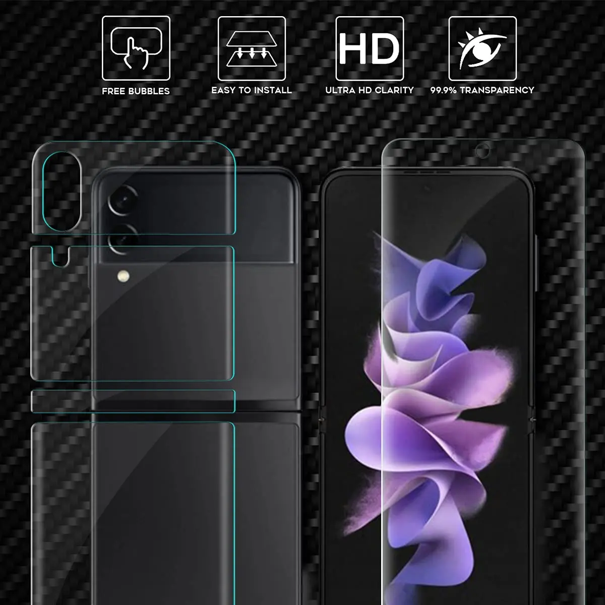 Orzero TPU Screen Protector for Samsung Galaxy Z Flip 3 5G | Anti-Scratch, HD Bubble-Free (6.7-inch) - view 2